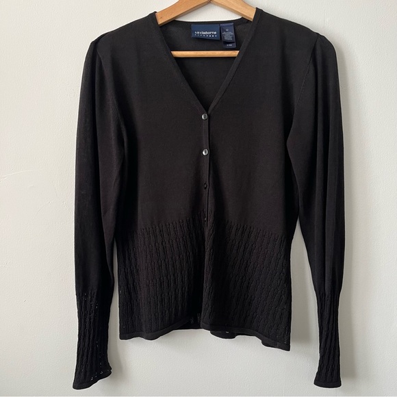 Liz Claiborne Sweaters - Liz Claiborne Liz Sport Black Long Sleeve Cardigan, Size M